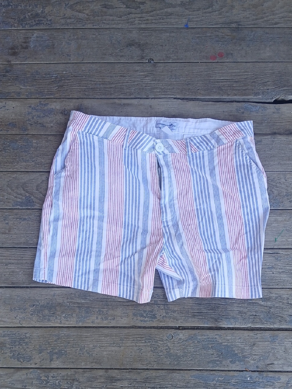 Caribbean Joe Cotton Striped Pastel  Shorts - Pink & Blue Size 12